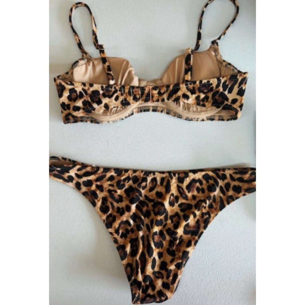 NWOT Shade & Shadow Leopard Print Underwire Bikini Set (34DD Top S Bottoms) - Picture 2 of 7